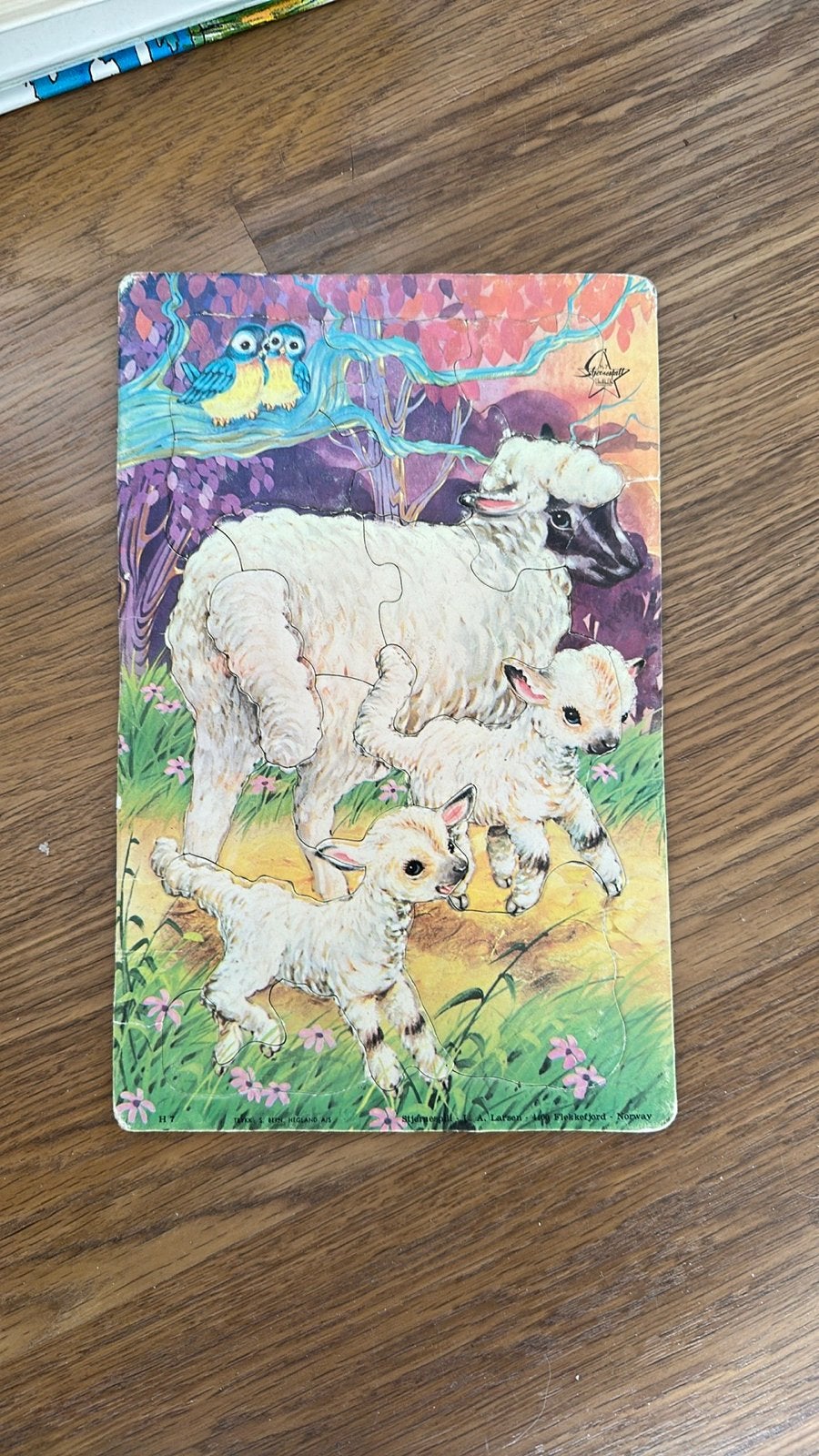 Legpuzzel Schaap met Lammetjes - Nostalgisch Puzzelp, Ophalen of Verzenden, Minder dan 10 stukjes, Gebruikt