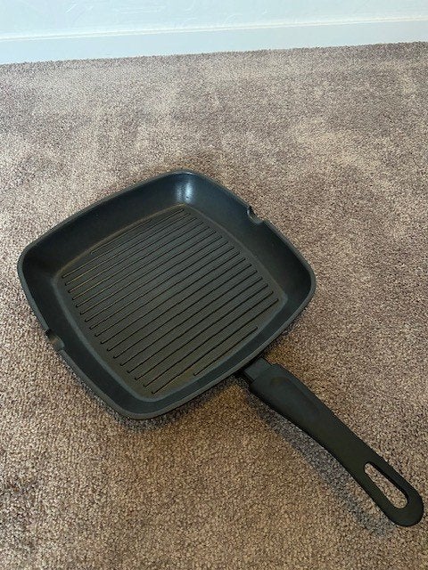 Ikea grillpan vierkant 22 cm, Braadpan, Zo goed als nieuw, IKEA, Rvs