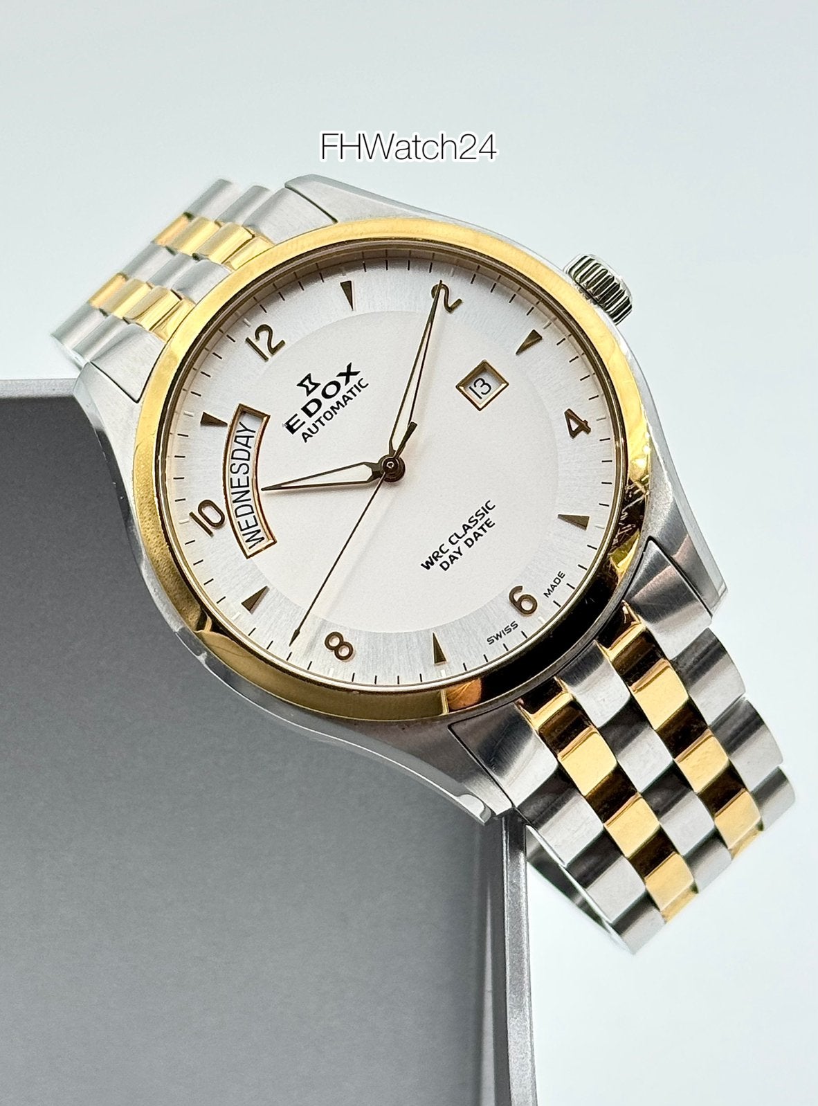 Edox Classic Day-Date 83013 Two-Tone. Doos & papieren 2015., Sieraden, Tassen en Uiterlijk, Horloges | Heren, Overige merken, Staal