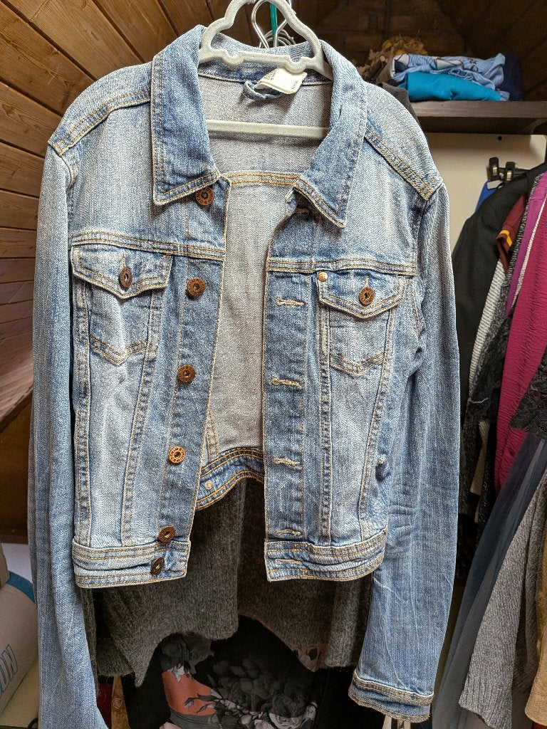 spijkerjasje maat 34, Blauw, Ophalen of Verzenden, Zo goed als nieuw, Jasje