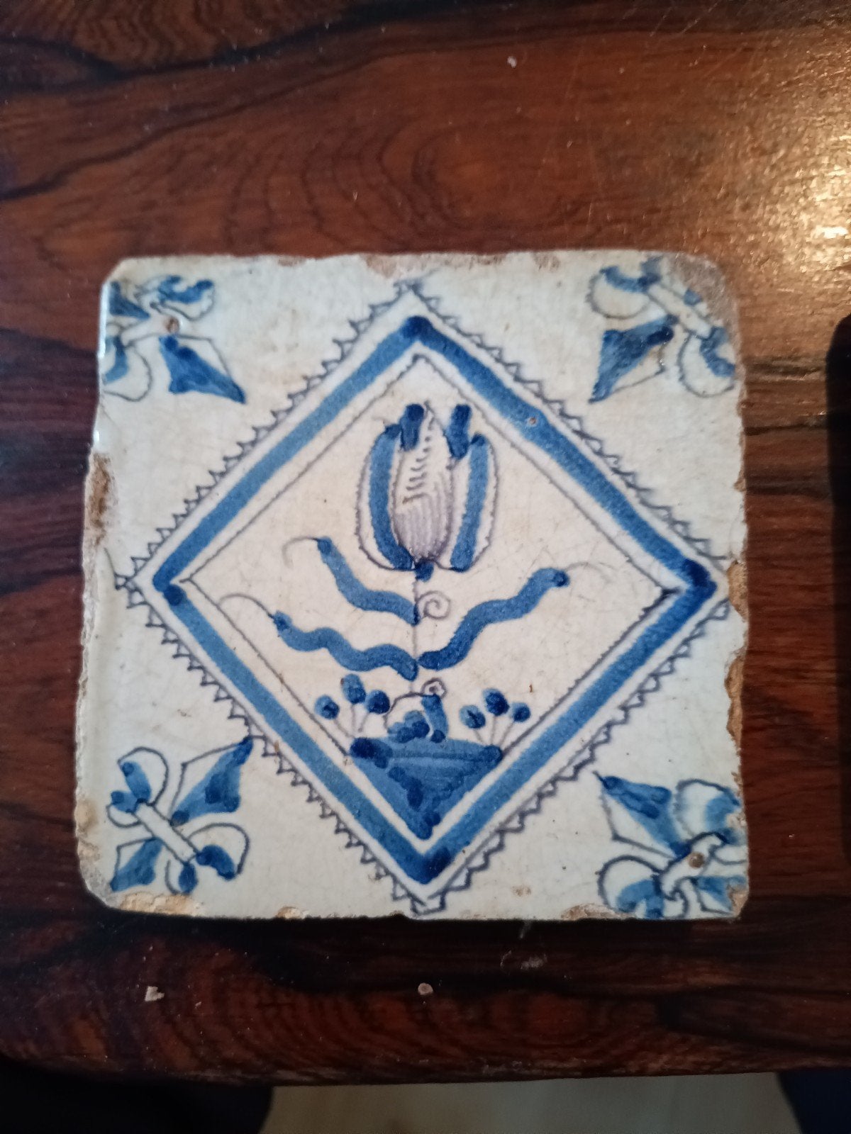 Antieke Delfts Blauwe Tegel met Tulpmotief, Antiek en Kunst, Ophalen