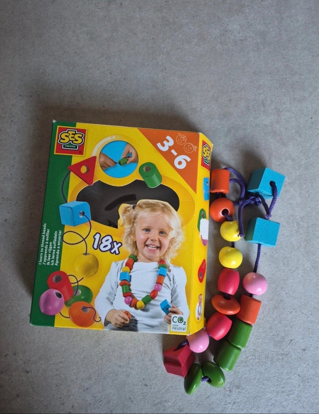 SES Houten kralen rijgen 3-6 jaar, Ophalen of Verzenden, Gebruikt, Knutselen