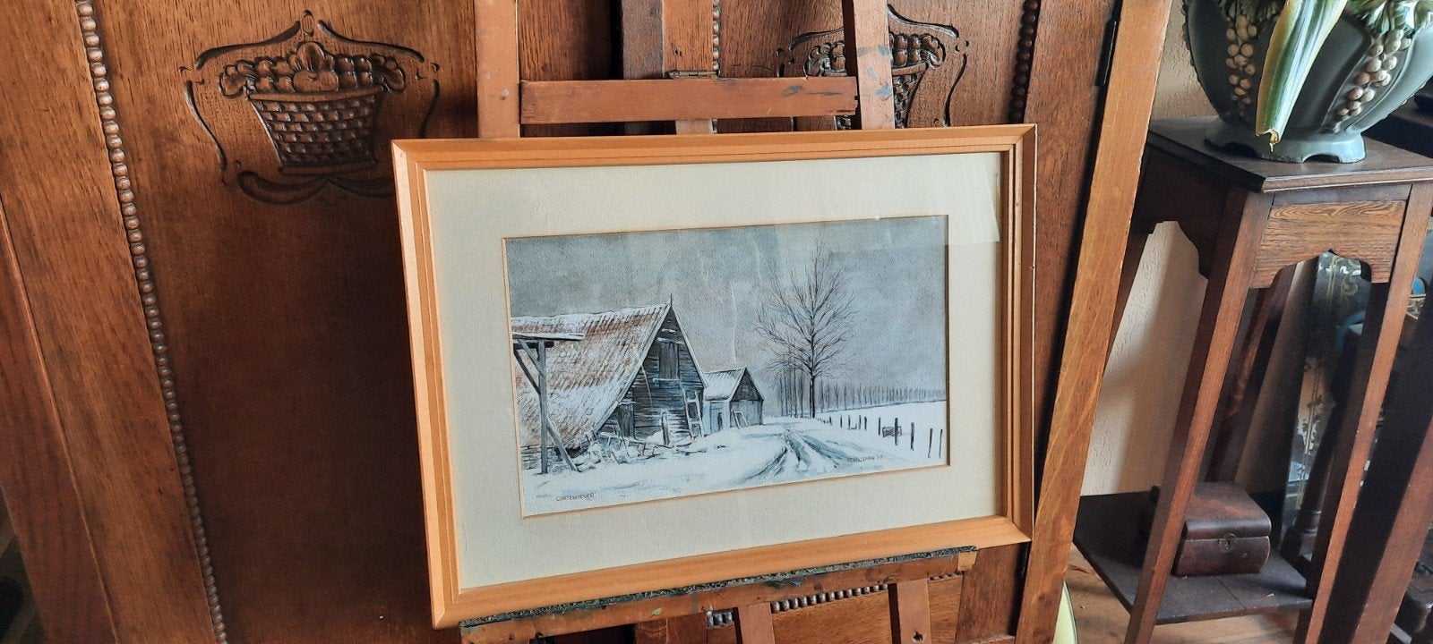 Prachtige  aquarel, Rien Alleman,boerenhoeve,Cortenoever, Antiek en Kunst, Ophalen of Verzenden, Gesigneerd, Papier, Klassiek