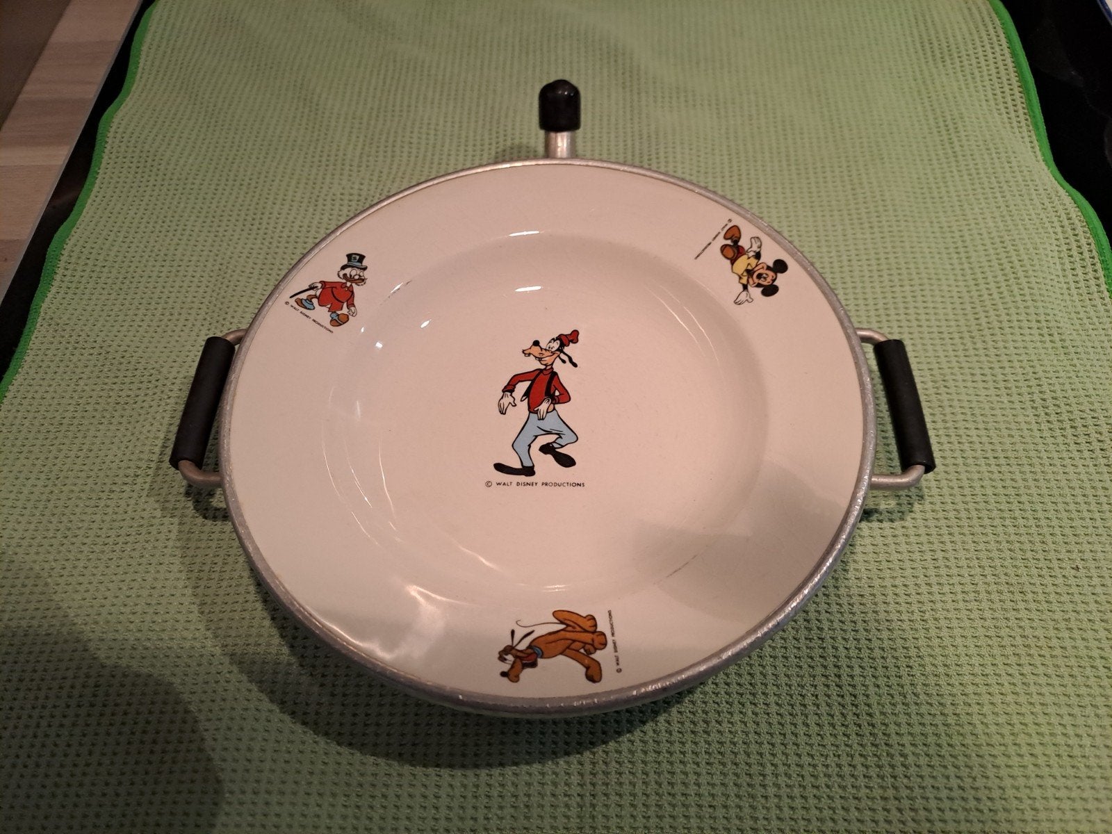 Vintage Disney warmwaterbord met Goofy, Mickey en Dagobert, Ophalen of Verzenden