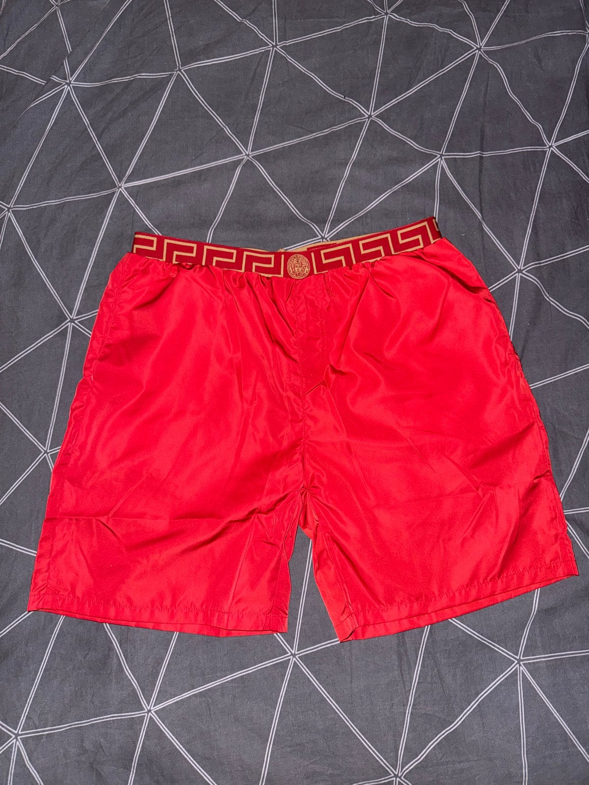 Versace Zwemshort Rood met Gouden Details - Maat 2XL, Ophalen of Verzenden, Overige maten, Rood, Zwemshort