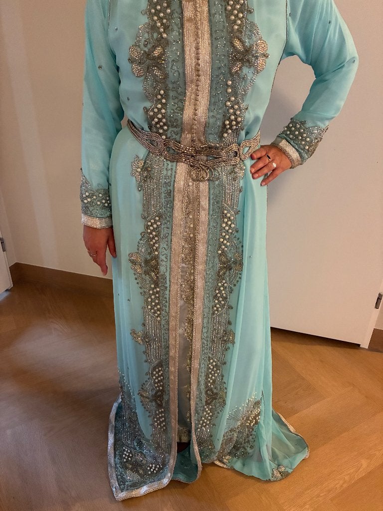 Takshita/ Marokaanse jurk., Blauw, Maat 42/44 (L), Ophalen of Verzenden, Gedragen