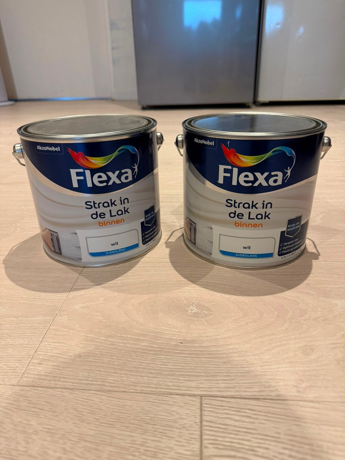 2x Flexa Strak in de Lak – Wit (Zijdeglans) – Nieuw, Doe-het-zelf en Verbouw, Verf, Beits en Lak, Nieuw, Lak, Minder dan 5 liter