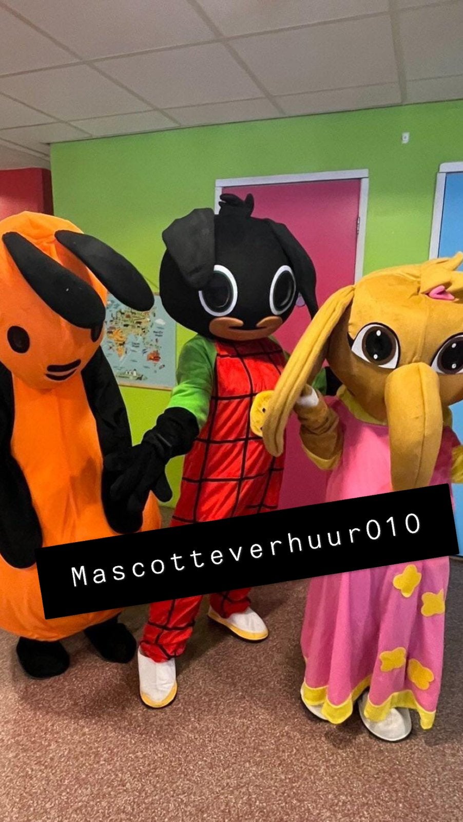 Flop, Konijn & Sula mascottes te huur, Ophalen, Zo goed als nieuw, Verjaardag