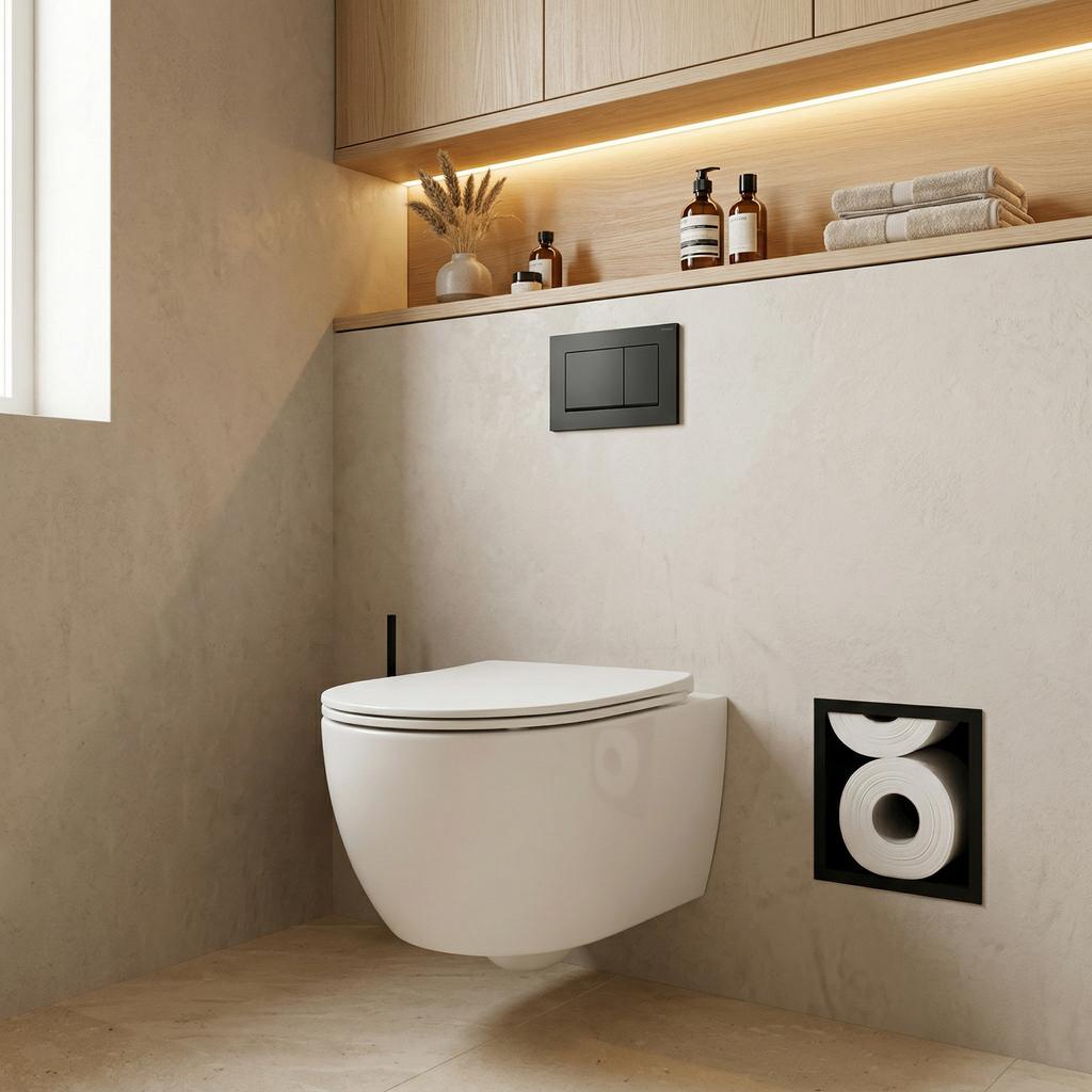 Looox CL1-B–Inbouw reserverolhouder 6 rollen–Mat Zwart–Nieuw, Ophalen of Verzenden, Nieuw