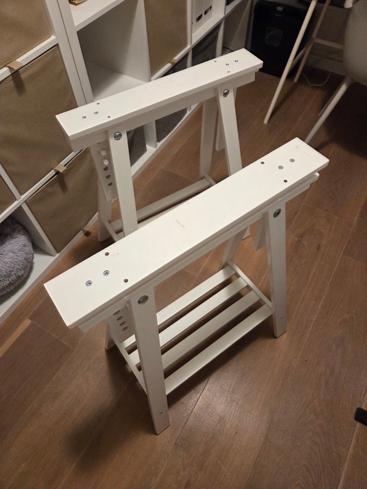ikea MITTBACK Witte schragen (2 stuks) - Verstelbaar, Ophalen, Tafelpoot, Gebruikt, 50 tot 100 cm