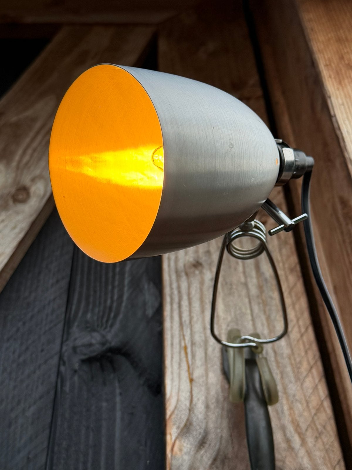 Vintage hema klemspot klemlamp lamp spot spotje, Ophalen, E14 (klein), Zilver, Kunststof