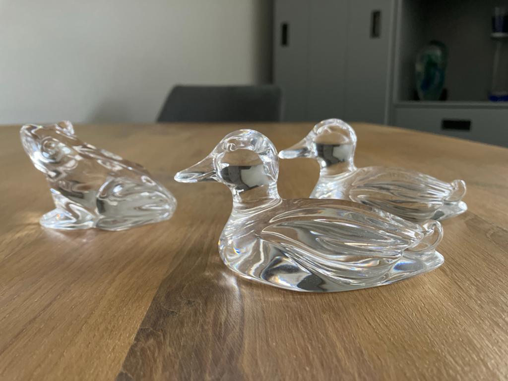 Glazen beeldjes: 2 eenden en 1 kikker, Ophalen of Verzenden
