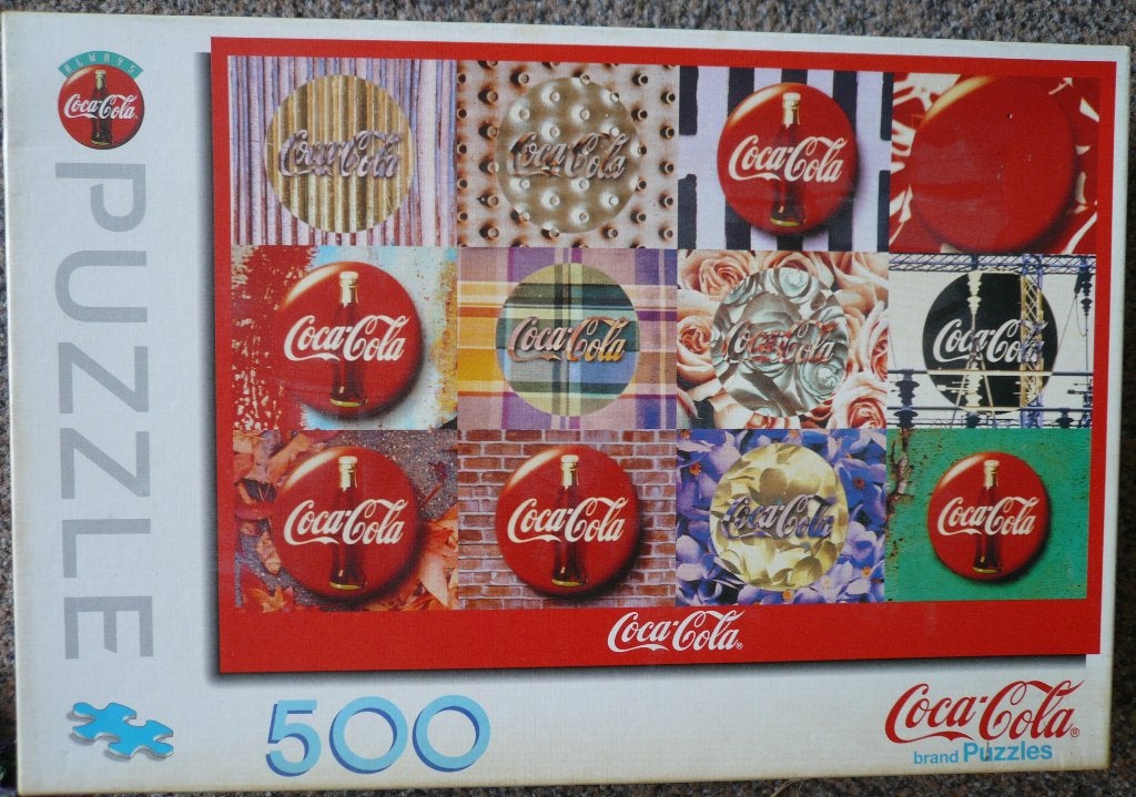 leuke oude COCA-COLA legpuzzel 500 stukjes met logo's, Verzamelen, Ophalen of Verzenden, Zo goed als nieuw, Overige typen
