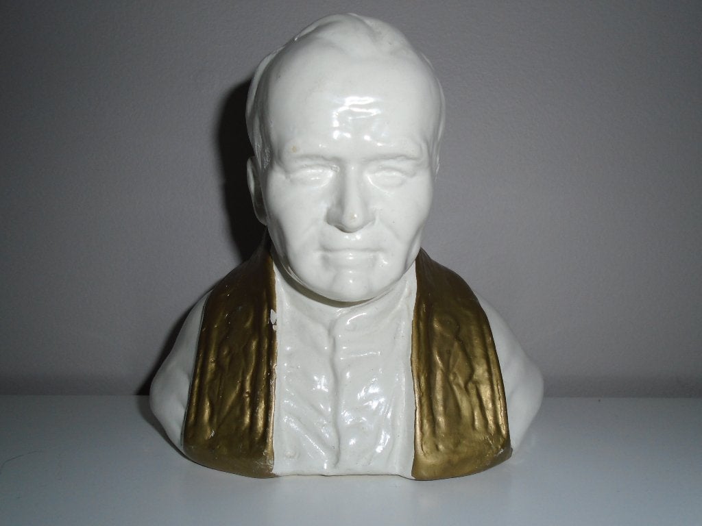 Buste van Paus Johannes Paulus II in porselein., Ophalen of Verzenden, Zo goed als nieuw, Beeld(je), Christendom | Katholiek