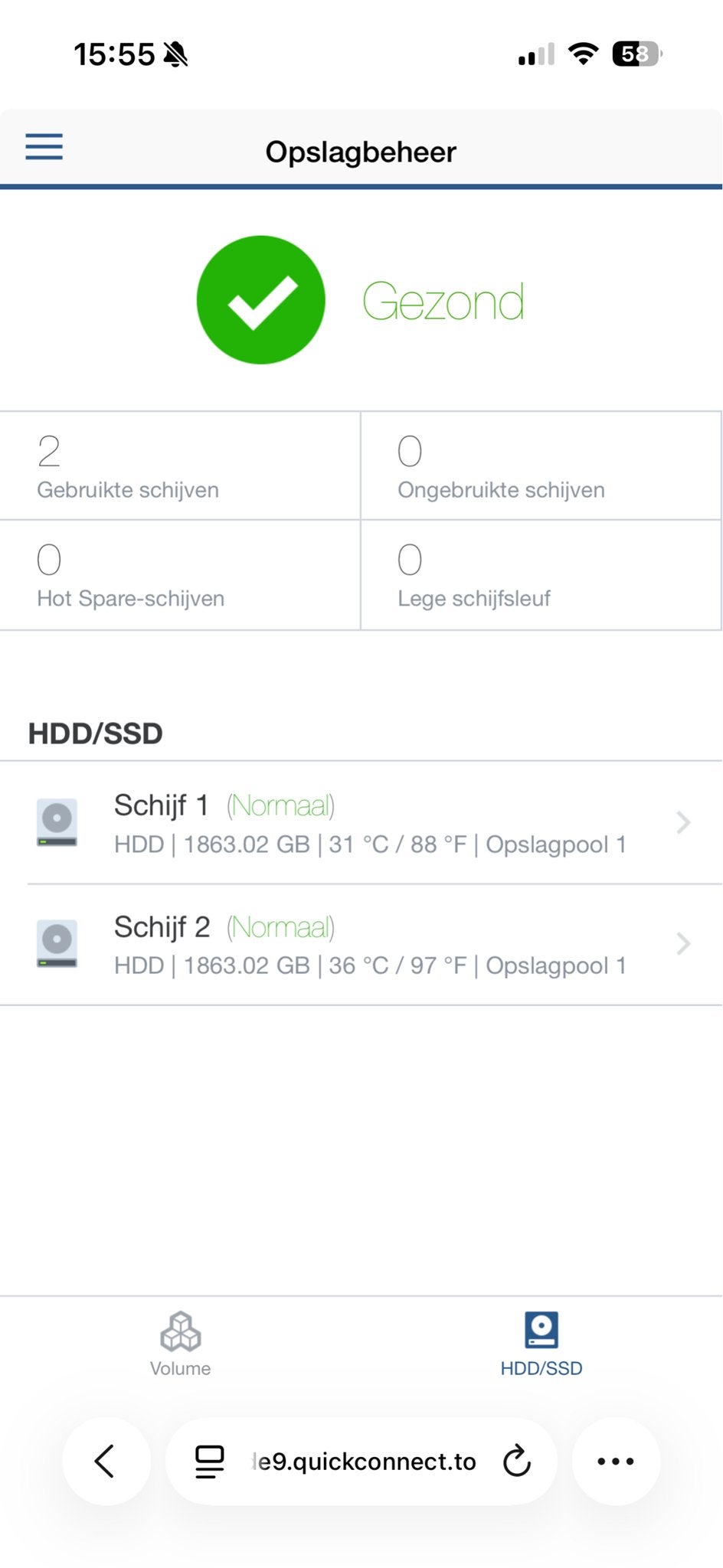 Synology DS213J NAS met 2x 2TB HDD's, Ophalen, Gebruikt, Server, HDD
