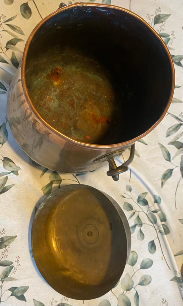 Antieke Koperen Doofpot / Kolenkit met Delfts Blauw Knop, Antiek en Kunst, Antiek | Koper en Brons, Ophalen of Verzenden, Koper