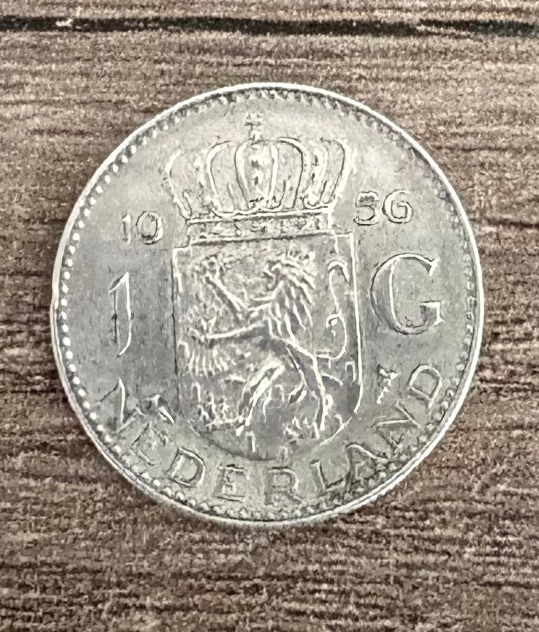 1 Gulden munt Koningin Juliana 1956, Ophalen of Verzenden, Koningin Juliana, 1 gulden, Losse munt