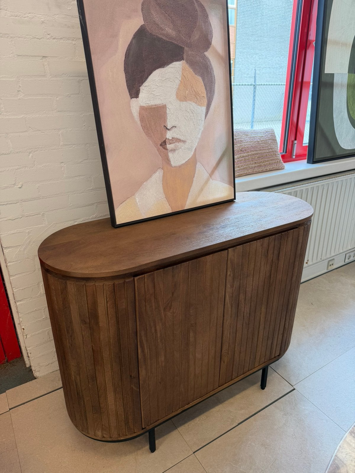Magazijn leegverkoop dressoir retro Remo mangohout ribbel, Hout, Nieuw, Ophalen of Verzenden, Info@wkhome.nl