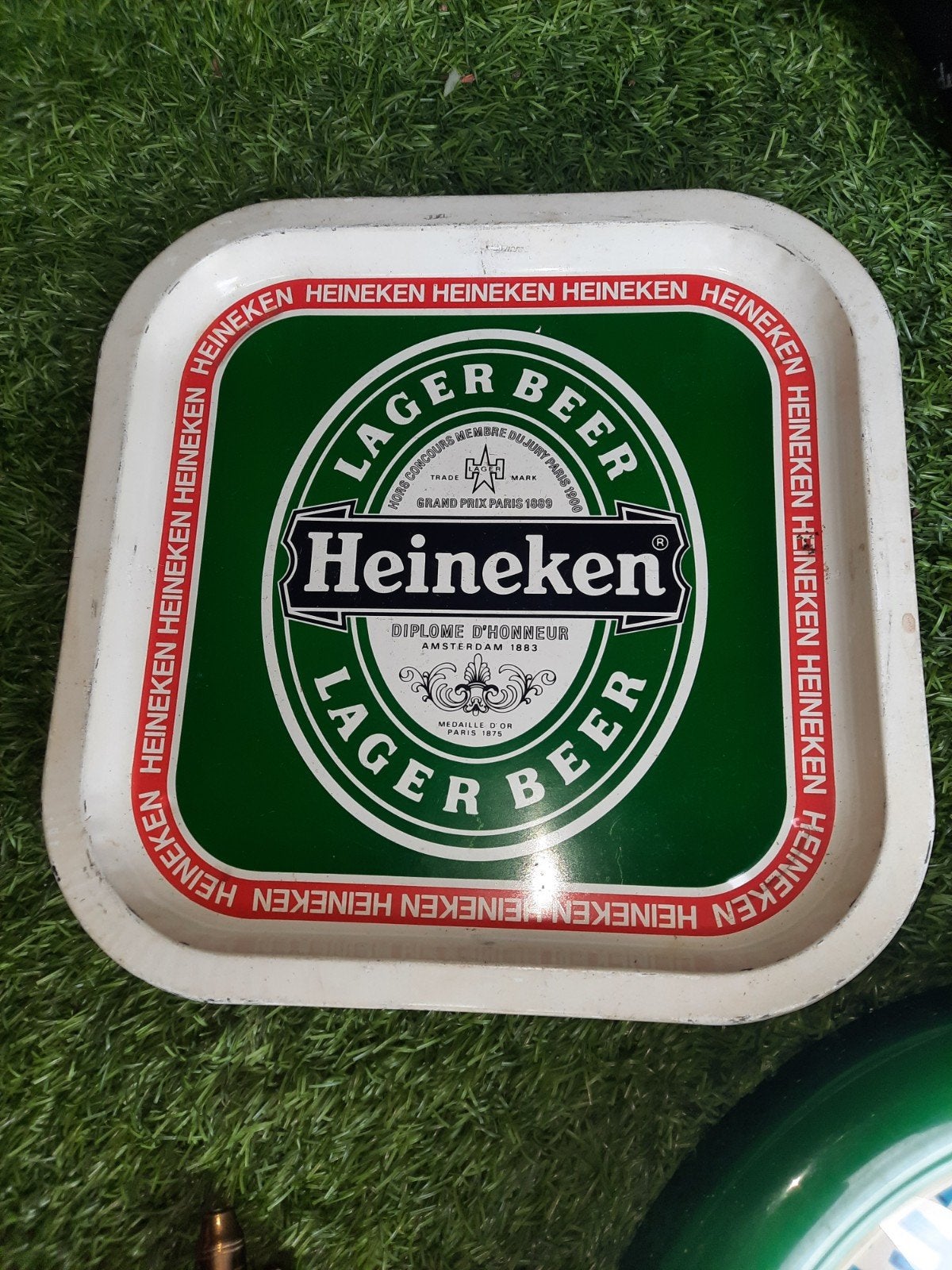Vintage Heineken dienblad - Lager Beer, Verzamelen, Biermerken, Ophalen of Verzenden, Gebruikt, Overige typen, Heineken