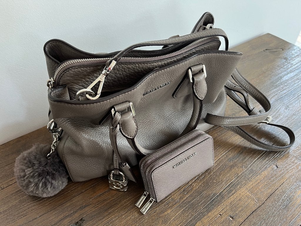 ORG MICHAEL KORS tas, TAUPE, +SLEUTELHANGER en PORTEMONNEE, Ophalen of Verzenden, Nieuw, Overige kleuren, Handtas
