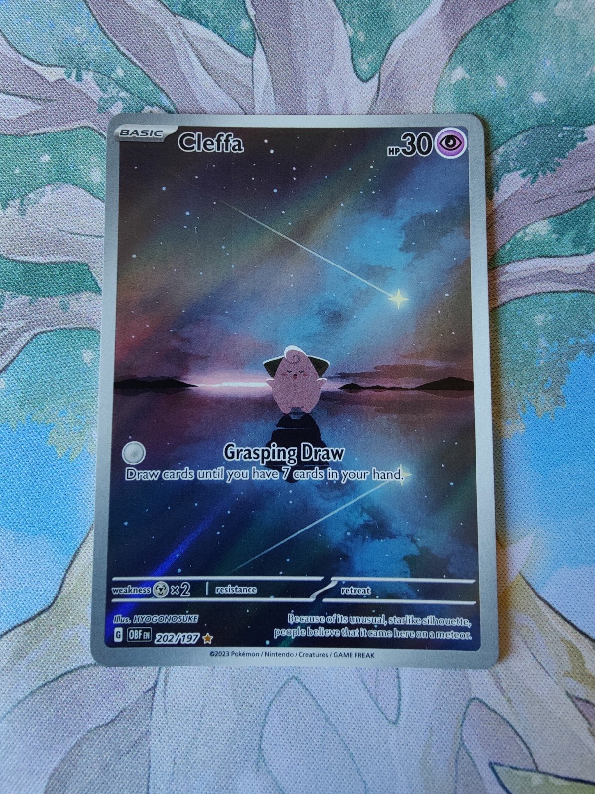 Pokemon obsidian flames cleffa illustration 202/197, Ophalen of Verzenden, Nieuw, Losse kaart, Foil