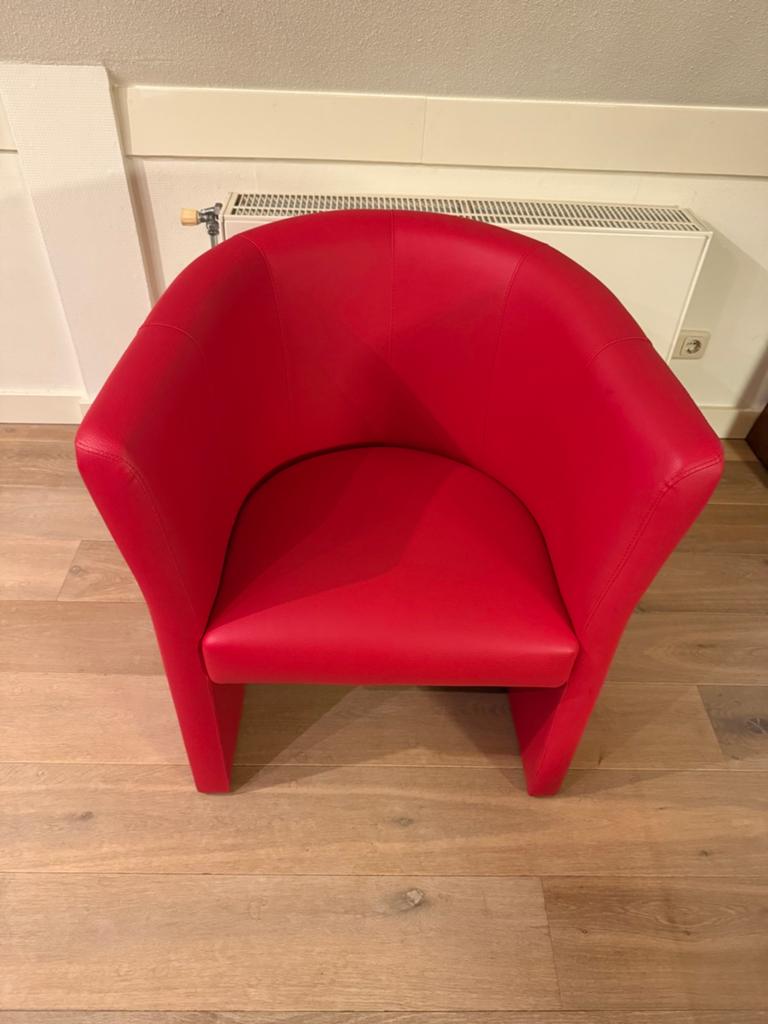 Rode kunstleren fauteuils, Ophalen, Nieuw, 75 tot 100 cm, 50 tot 75 cm