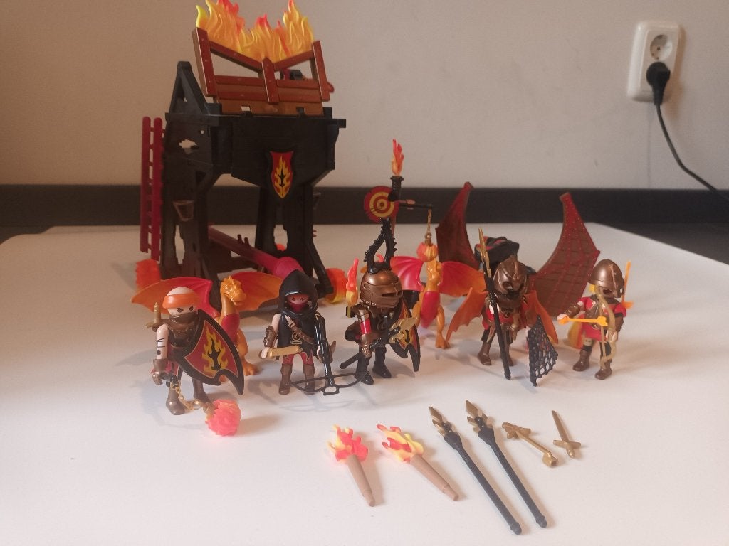 Playmobil Vuur ridders stormram, plus extras, Gebruikt, Losse onderdelen, Ophalen of Verzenden, Knights