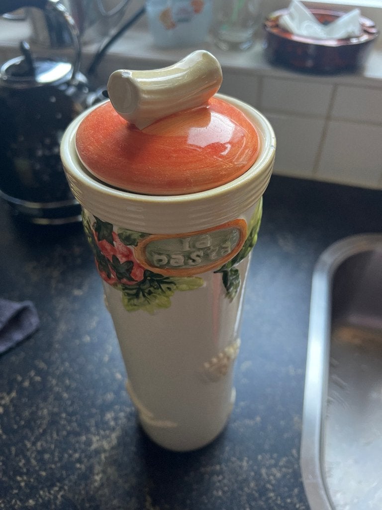 mooie spaghetti pot, Voorraadpot, Ophalen, Zo goed als nieuw, Steen/keramiek