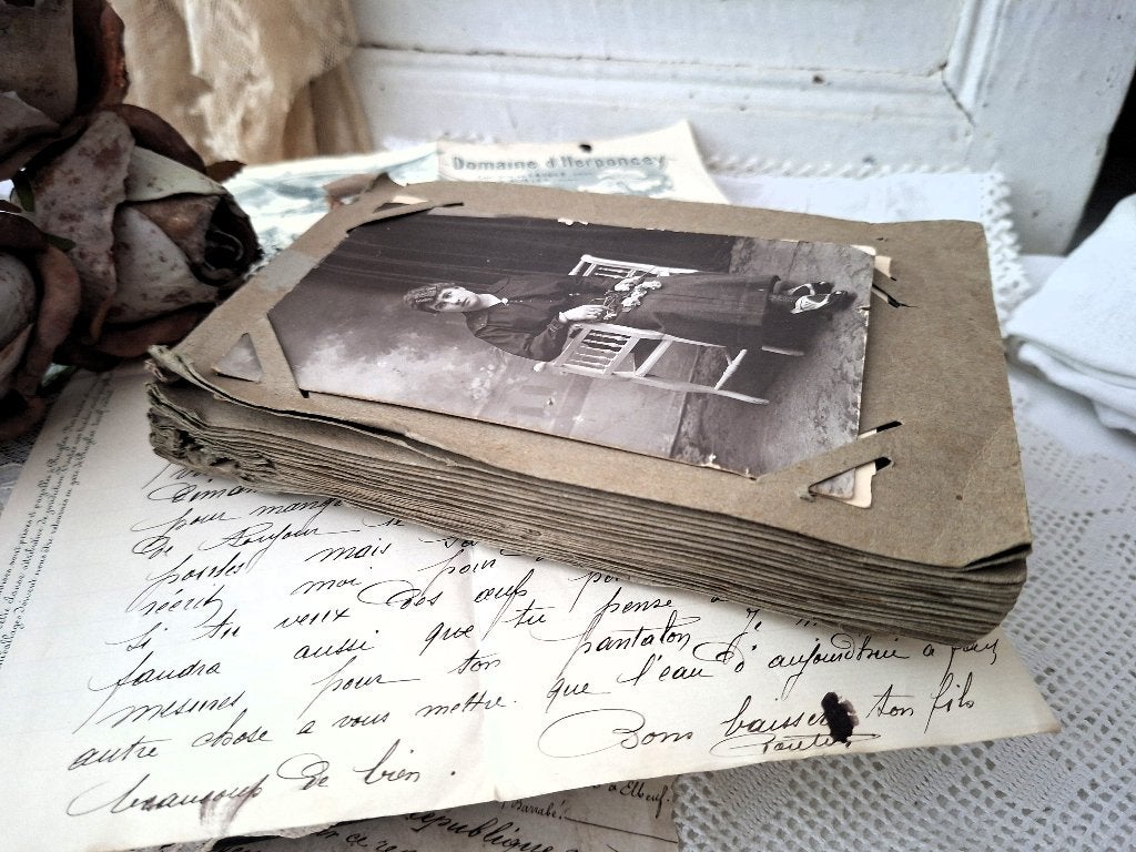 Oud fotoalbum van dik karton 35 zwart wit portret 'PiFrance', Antiek en Kunst, Curiosa en Brocante, Ophalen of Verzenden