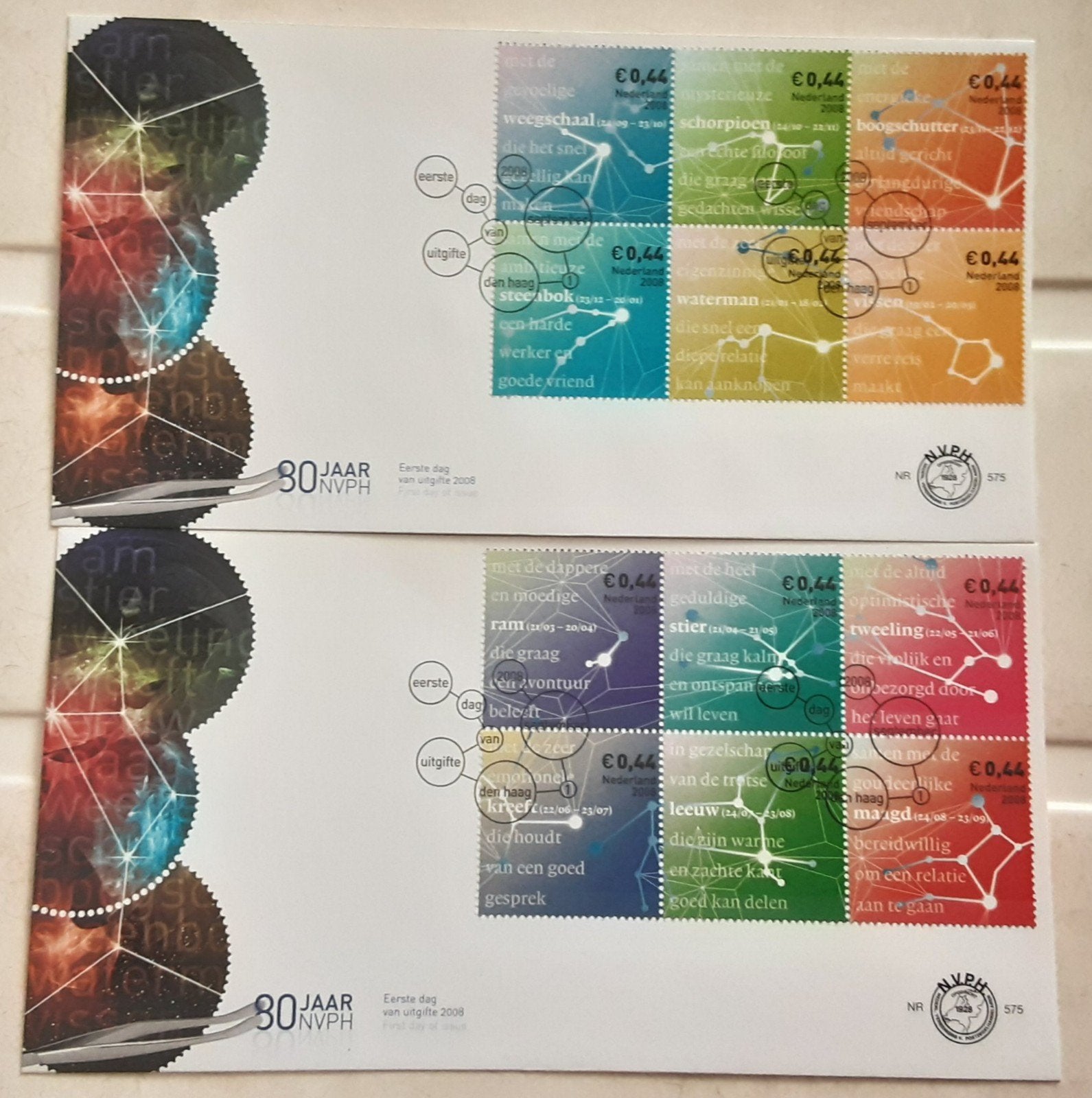 FDC E575 Sterrenbeelden 2008 NL onbeschreven, Ophalen of Verzenden, Nederland