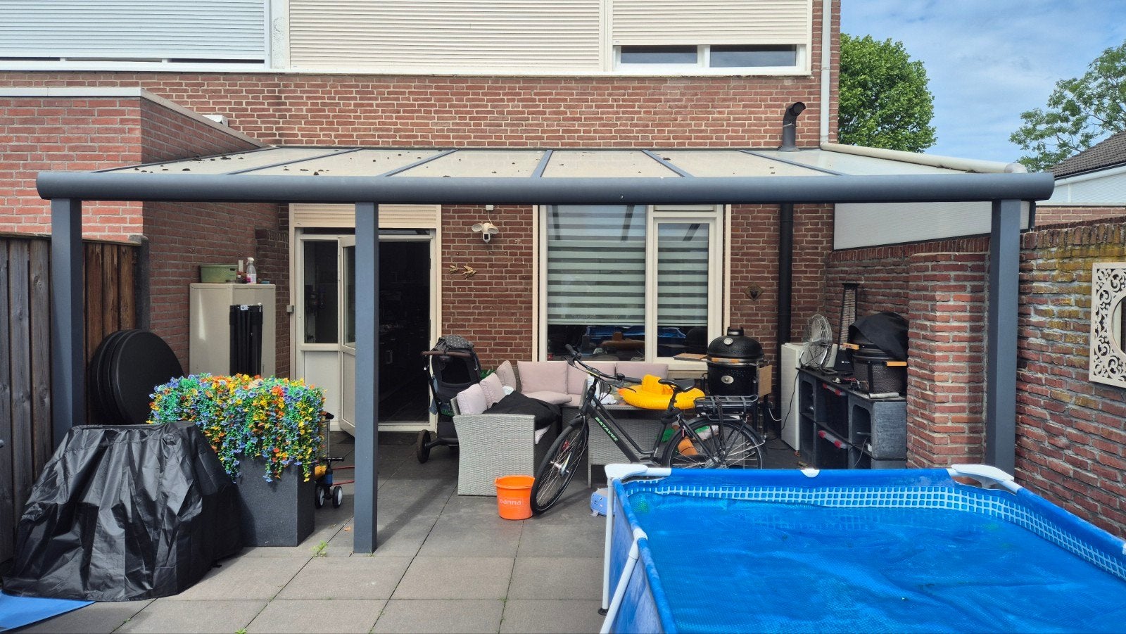 Moderne overkapping voor terras of tuin 8 spotjes, Ophalen, Gebruikt