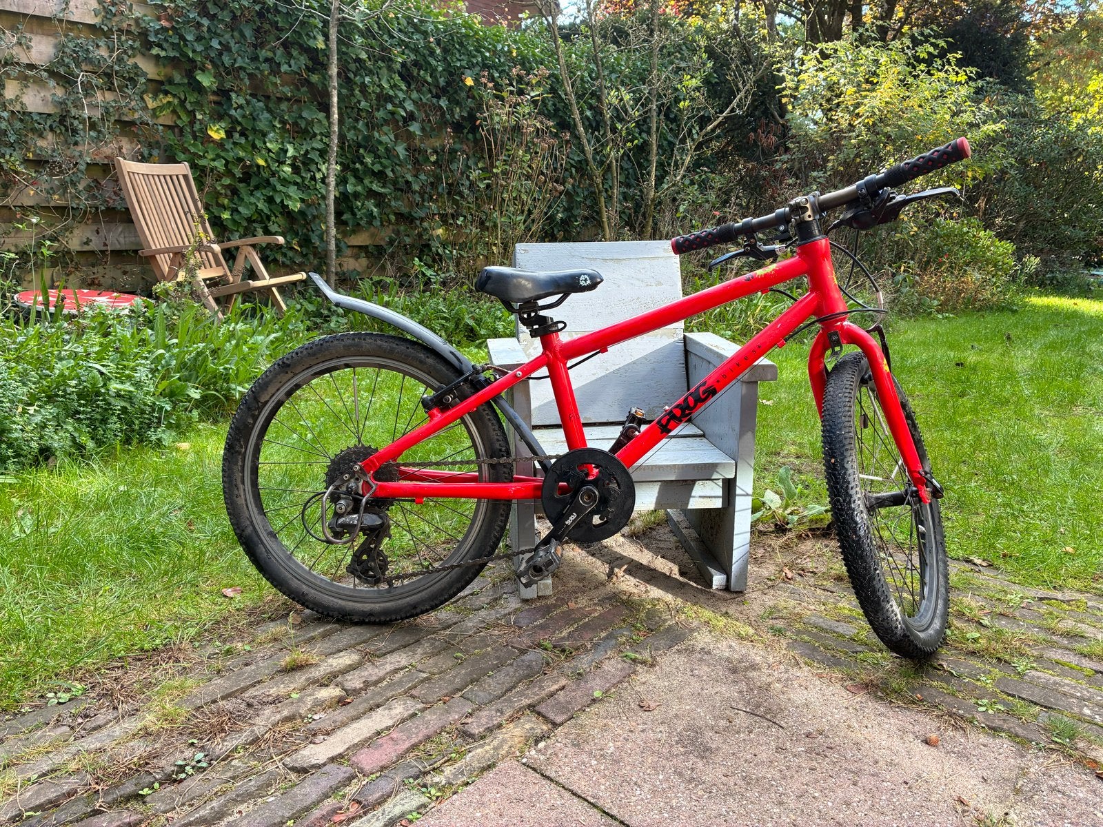 Frog 55 kinderfiets rood - 20 inch, Ophalen, Gebruikt, Velgrem, 20 inch of meer