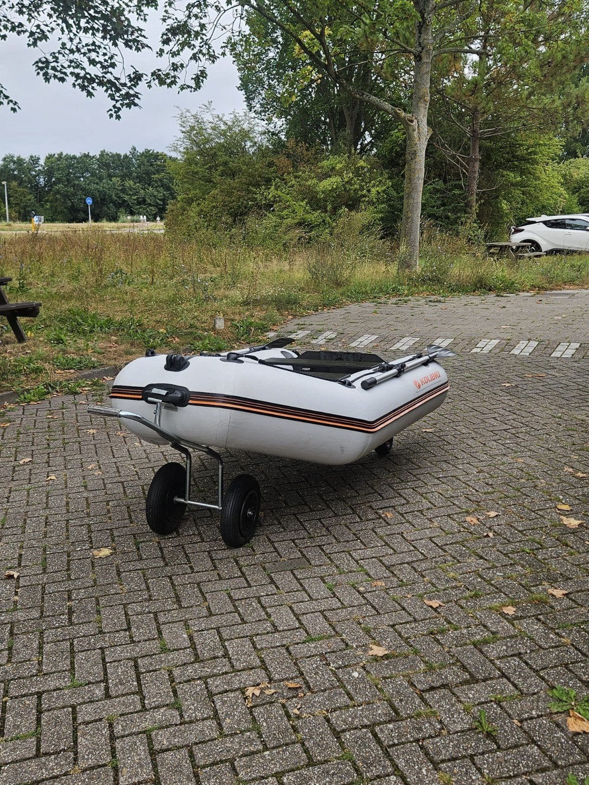 Kolibri 260 lattenbodem rubberboot met wielen en karetje, Watersport en Boten, Ophalen, Gebruikt