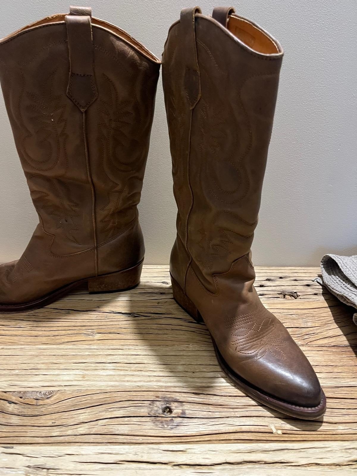 Manfield bruin leren dames laarzen maat 38, Hoge laarzen, Bruin, Ophalen of Verzenden, Manfield
