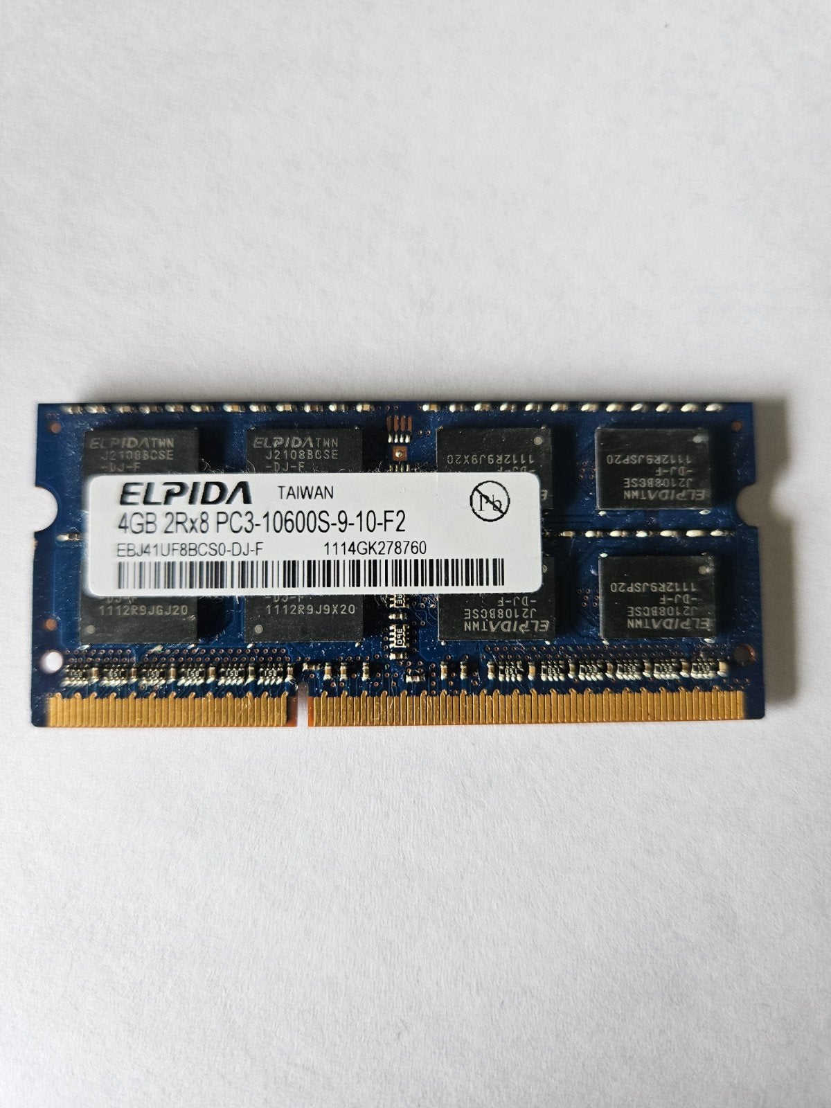 Elpida 4GB DDR3 SO-DIMM PC3-10600S 1333MHz, DDR3, Ophalen of Verzenden, Laptop, 4 GB