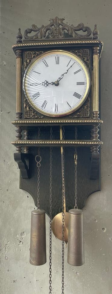 Antieke Wandklok met Slagwerk en Gewichten, Ophalen of Verzenden