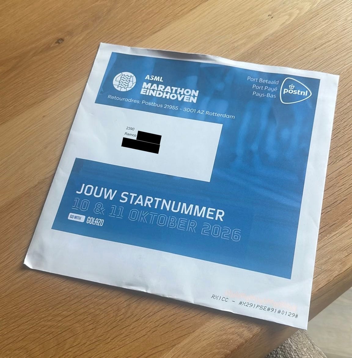 Startbewijs marathon van Eindhoven, Ophalen of Verzenden, Nieuw
