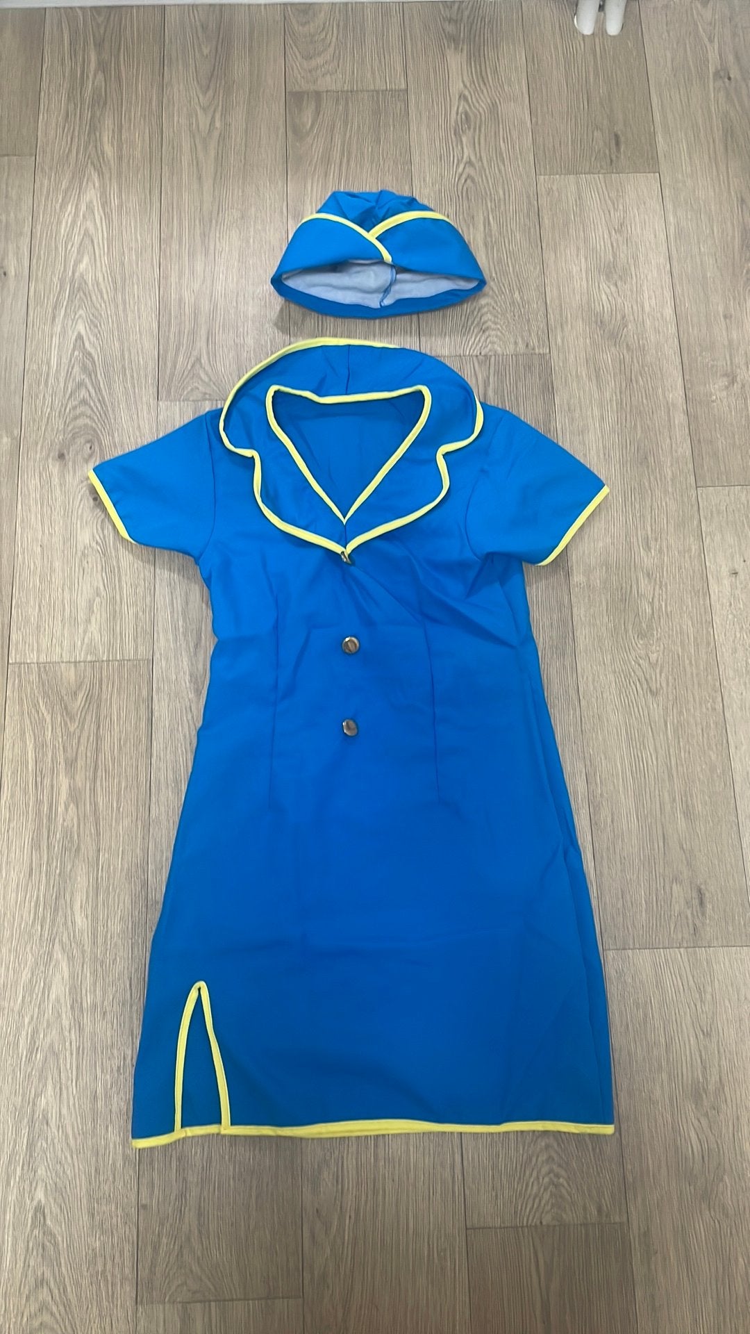 Stewardess jurk met een pet, Ophalen, Blauw, Zo goed als nieuw, Maat 36 (S)