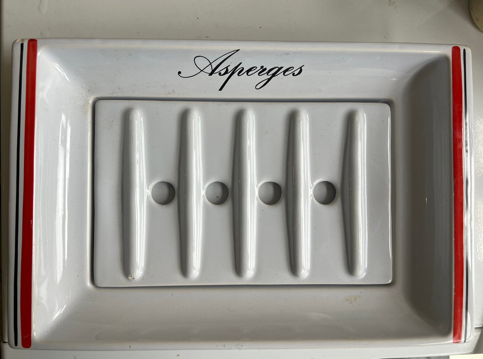 Asperges schaal met uitlekrooster, Huis en Inrichting, Ophalen, Gebruikt, Overige merken, Keramiek