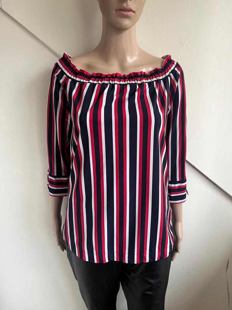 Jane Lushka travelstof top maat L rood blauw wit gestreept, Maat 42/44 (L), Ophalen of Verzenden, Zo goed als nieuw, Lange mouw