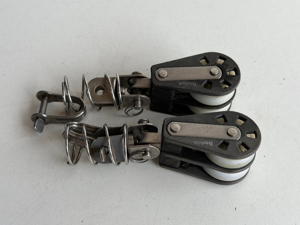 2 x Barton 2 schijfs blok 35 mm tot 8 mm lijn op veer, Watersport en Boten, Accessoires en Onderhoud, Ophalen of Verzenden, Gebruikt