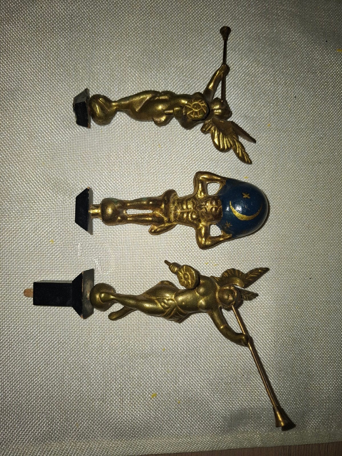 Set van 3 Vintage Messing Engelen Beeldjes, Ophalen of Verzenden