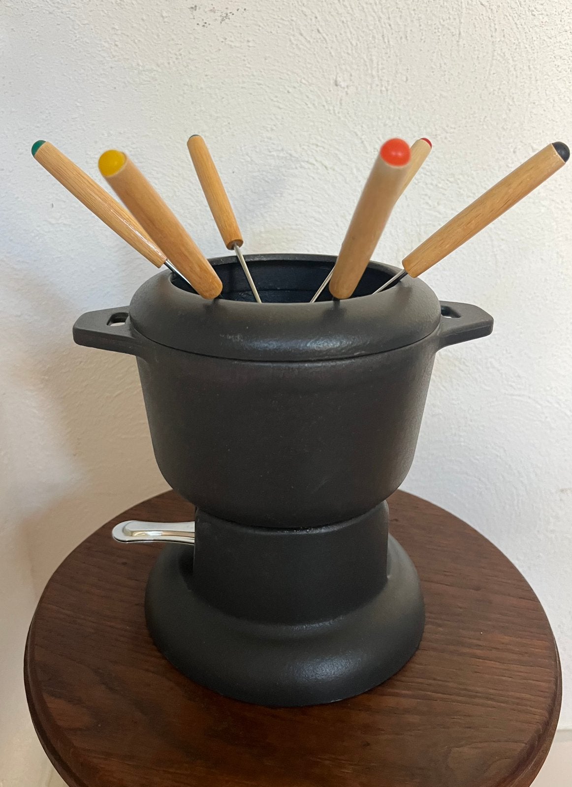 Gietijzeren fondueset kaasfondue 2-4 personen zgan, Ophalen of Verzenden, Zo goed als nieuw, Brander, Fondueset
