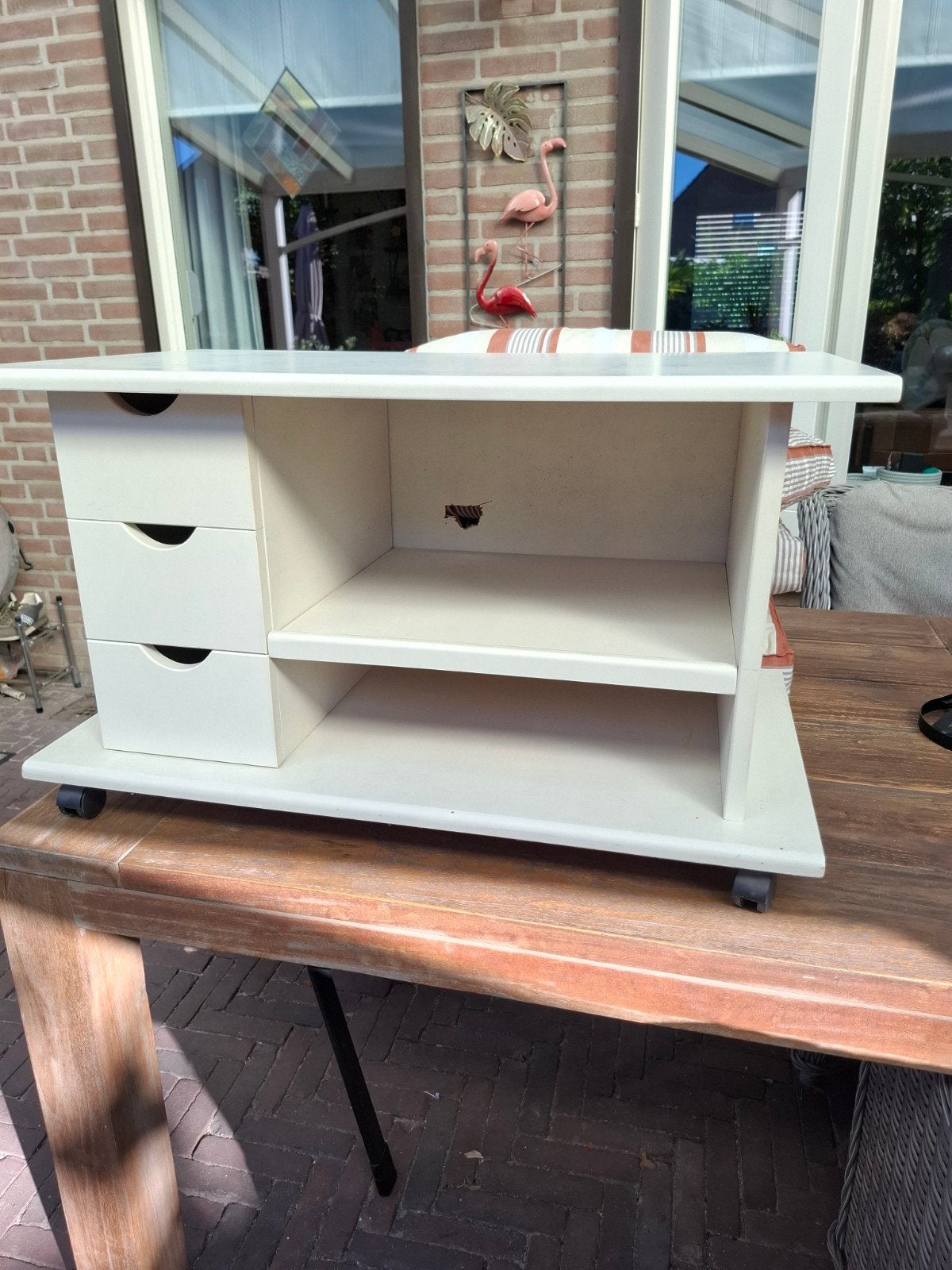 Bureau kastje op wieltjes met lades en open vakken, Huis en Inrichting, Kasten | Overige, Ophalen, Gebruikt