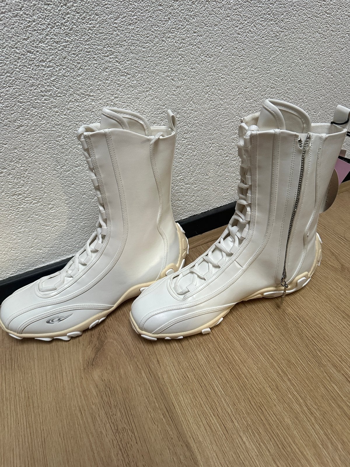 Zara witte hoge laarzen met veters en rits, maat 40, Ophalen of Verzenden, Nieuw, Wit, Hoge laarzen