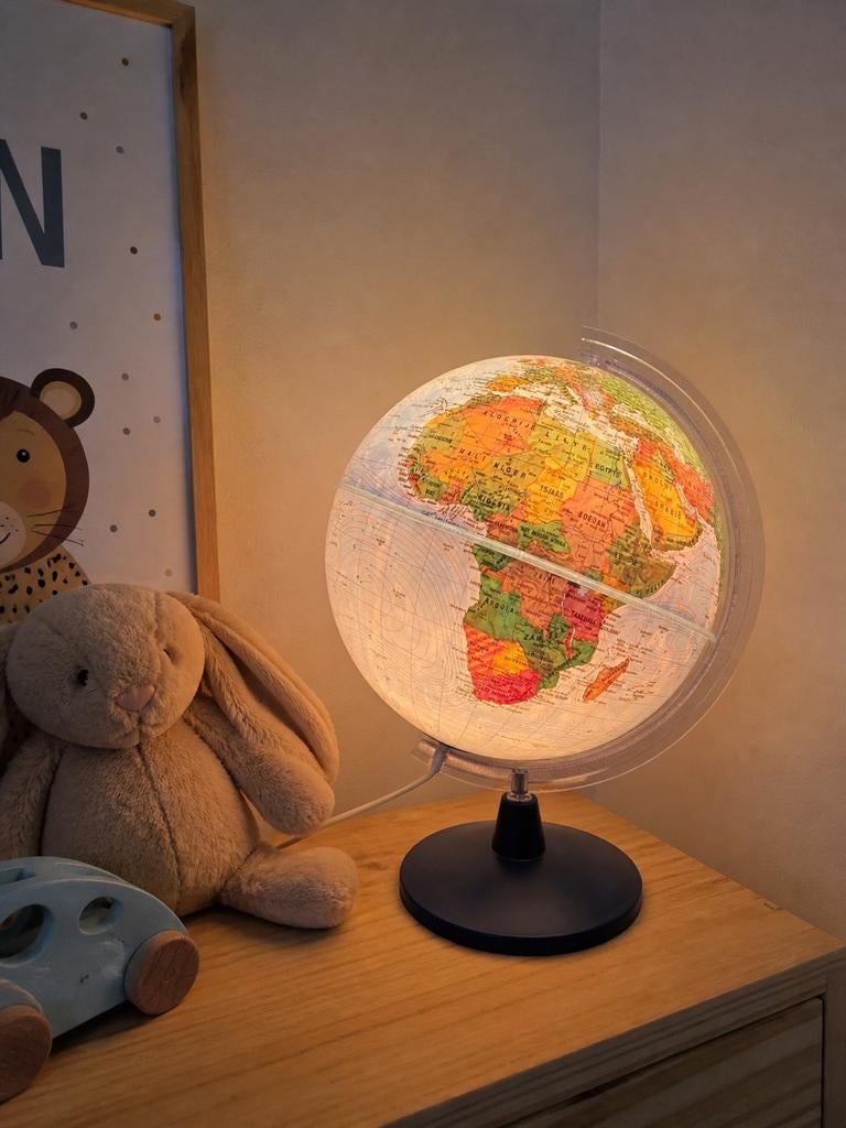 Wereldbol lamp kinderkamer – vintage look – werkend, Ophalen of Verzenden, Verlicht, Zo goed als nieuw