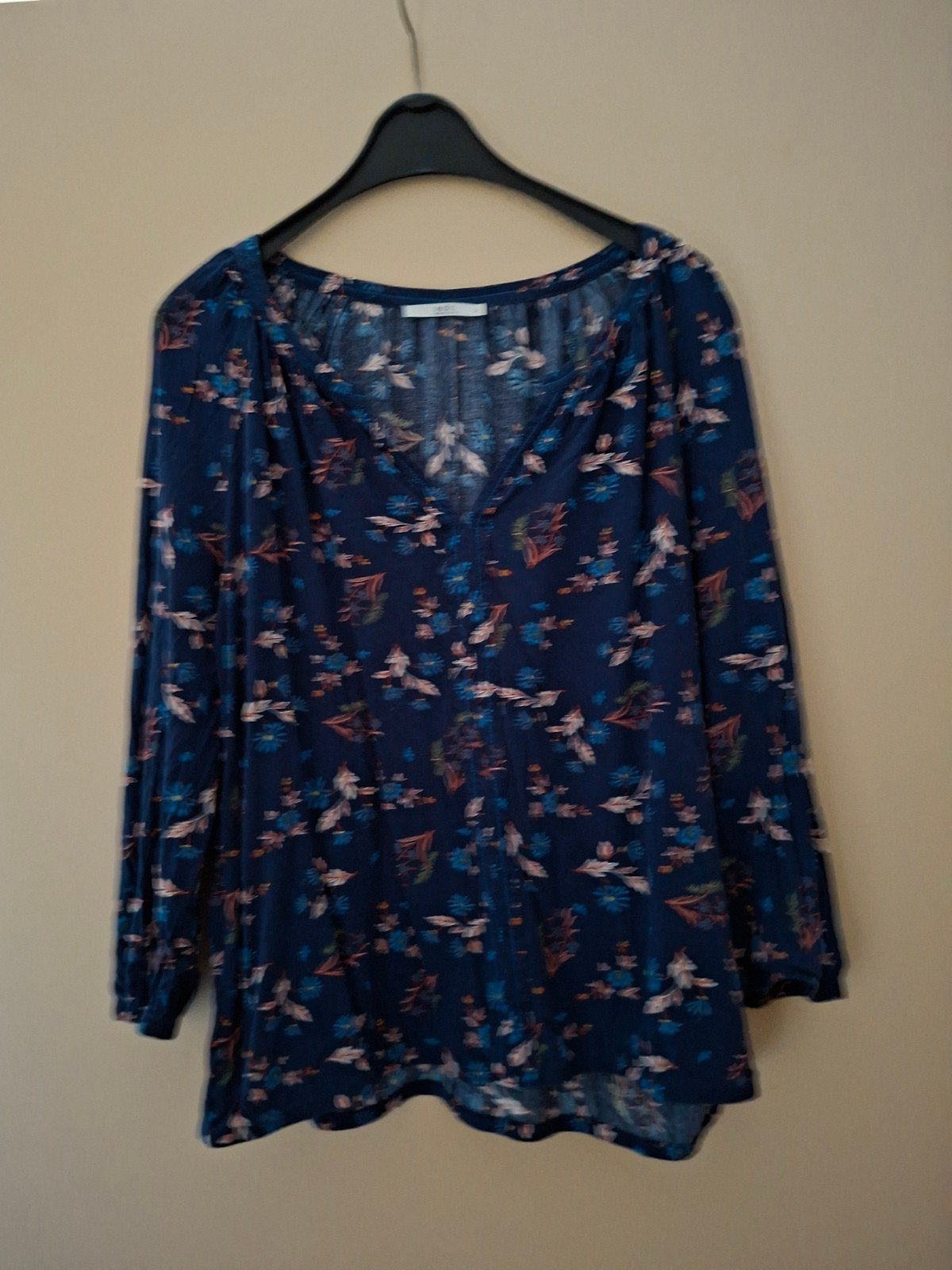 EDC by Esprit blouse met bloemenprint, maat L, Blauw, Maat 42/44 (L), Ophalen of Verzenden, Lange mouw