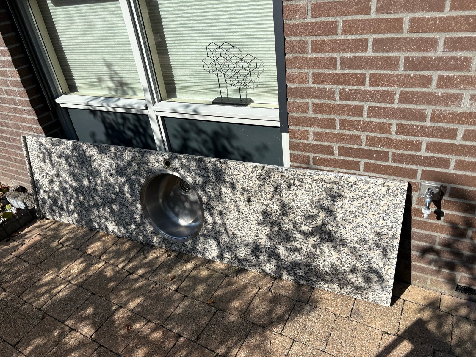 Granieten aanrechtblad met spoelbak - 239x60x3 cm, Ophalen, Steen/keramiek, Meerkleurig, Overige merken