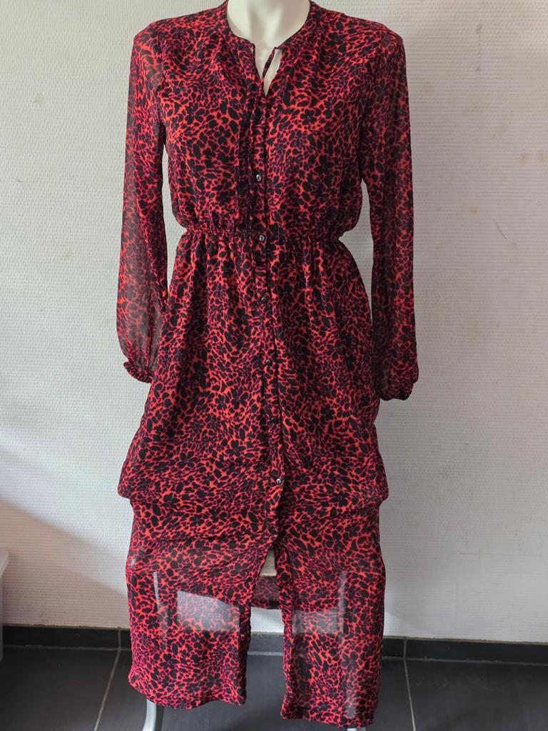 ONLY dames Rode Jurk met Luipaardprint - Maat 38, Maat 38/40 (M), Ophalen of Verzenden, ONLY, Zo goed als nieuw