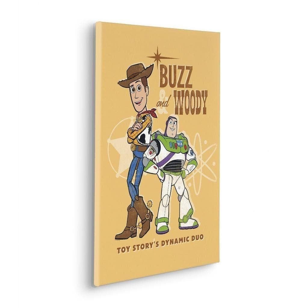 Toy Story Canvas - 40x60 cm - Woody en Buzz Lightyear, Verzenden, Overige figuren, Nieuw, Plaatje of Poster